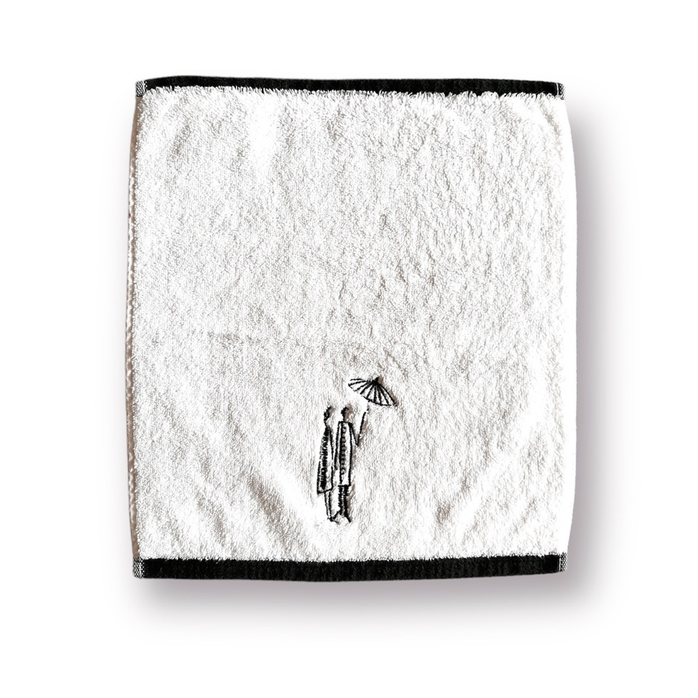 Parisian Hand Towel, Silhouette, Black & White Embroidery, Bath towel Small